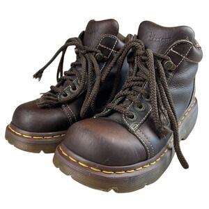 Vintage Dr Martens 8542 Brown Leather Lace Up Platform Boots Women US 7 Men's 6